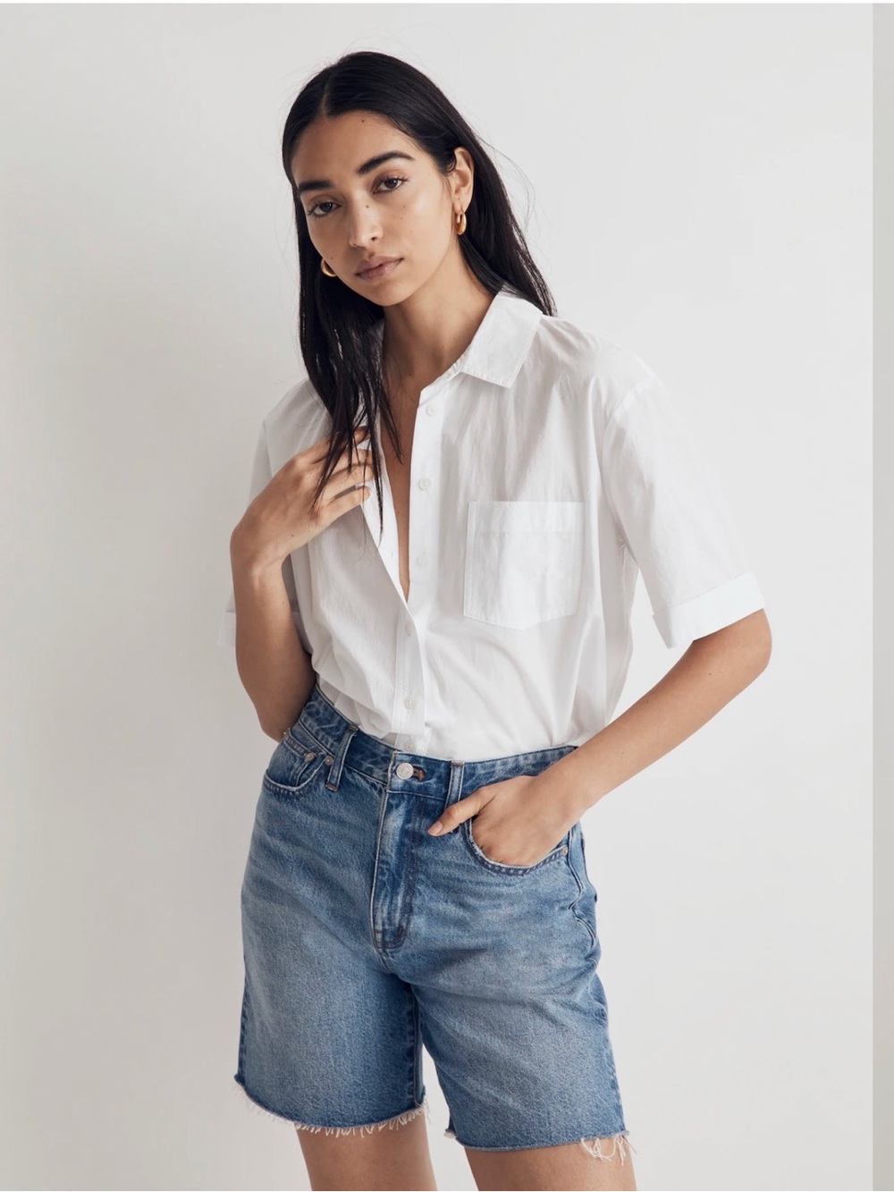J CREW XS‎ Signature Poplin Short-Sleeve Button-Down Shirt NL278 $78